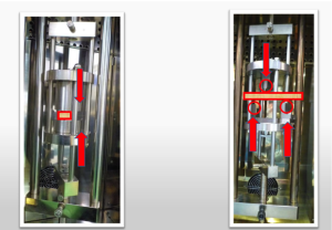 รูปแสดงตัวจับชิ้นงานทดสอบสำหรับ แรงอัด